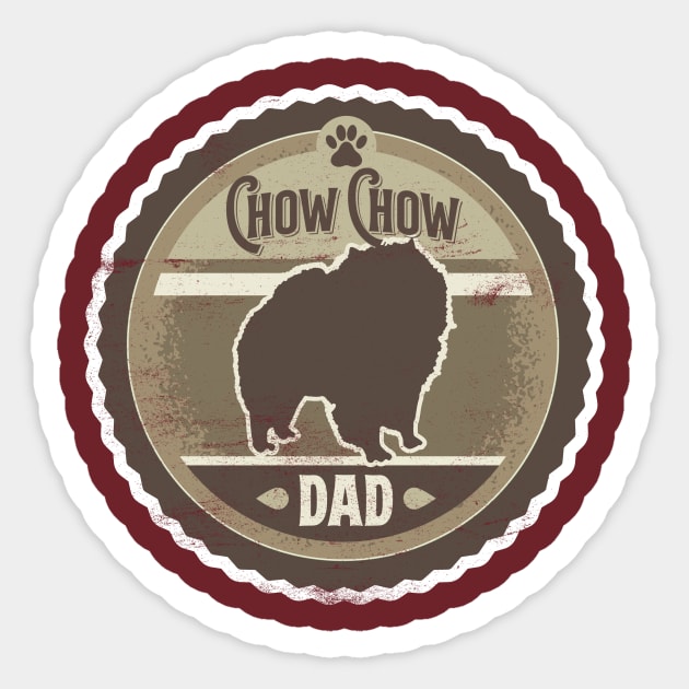 Chow Chow Dad - Distressed Chow Chow Silhouette Design Sticker by DoggyStyles